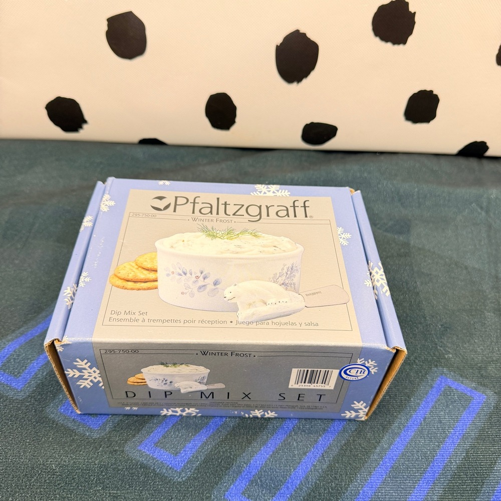 Pfaltzgraff Dip Mix Set Winter Frost White Blue Polar Bear Spreader